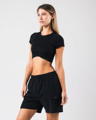 Angled Crop Tee - Black