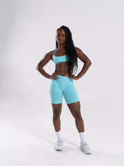 Pump Mid Rise Biker Short - Aqua Blue