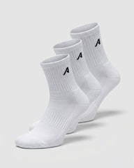 Elite A Quarter Crew Sock 3pk - White