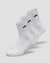 Elite Wolf Quarter Crew Sock 3pk - White