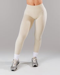 Pump Mid Rise Legging - Wheat w/ Logo