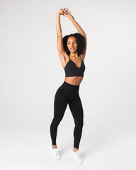 Seamless Ribbed Bra - Black