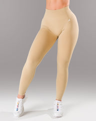 Pump Mid Rise Legging - Sahara w/ Logo